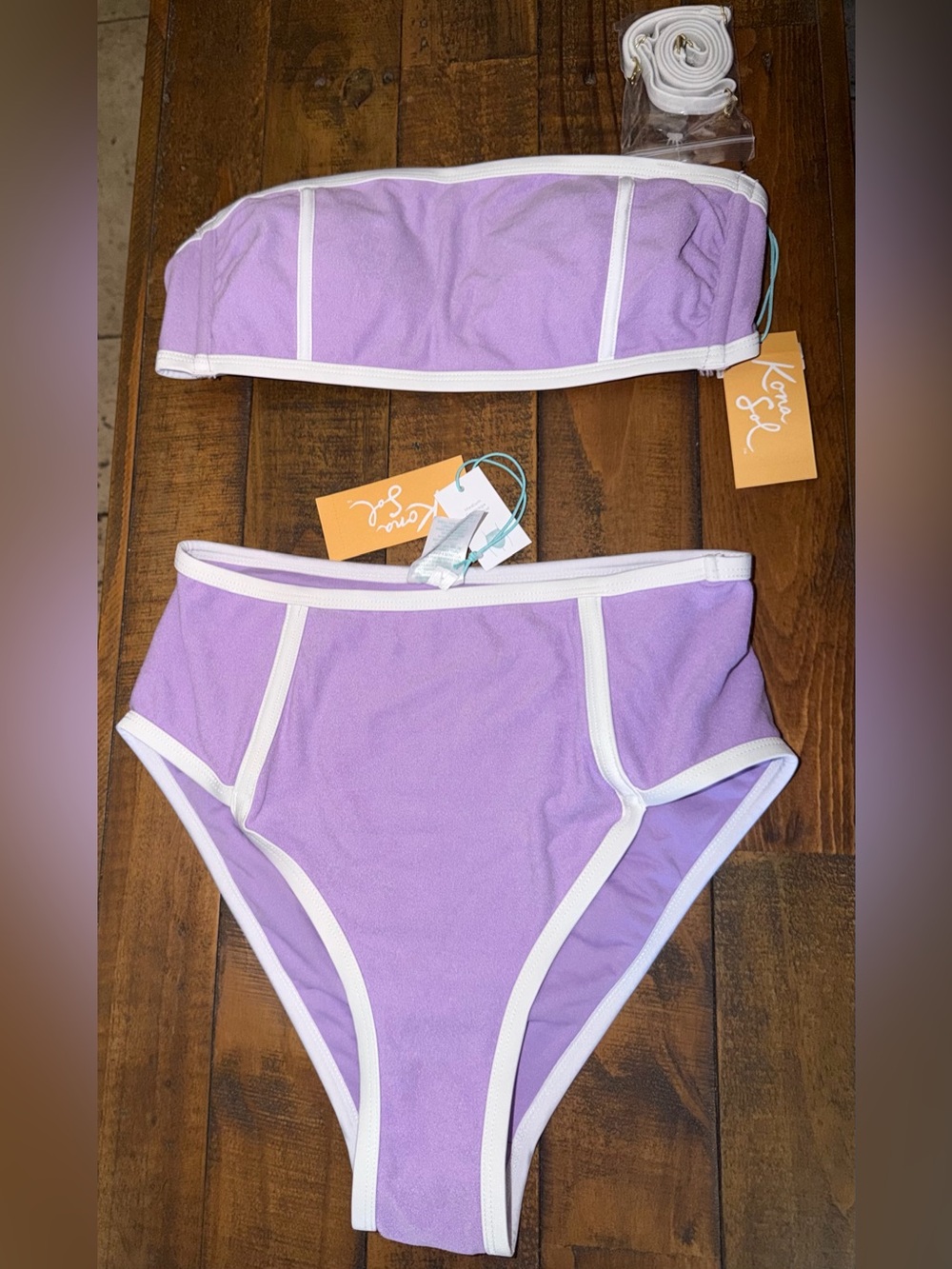 Target Lavender and White High-Waist Bikini Set